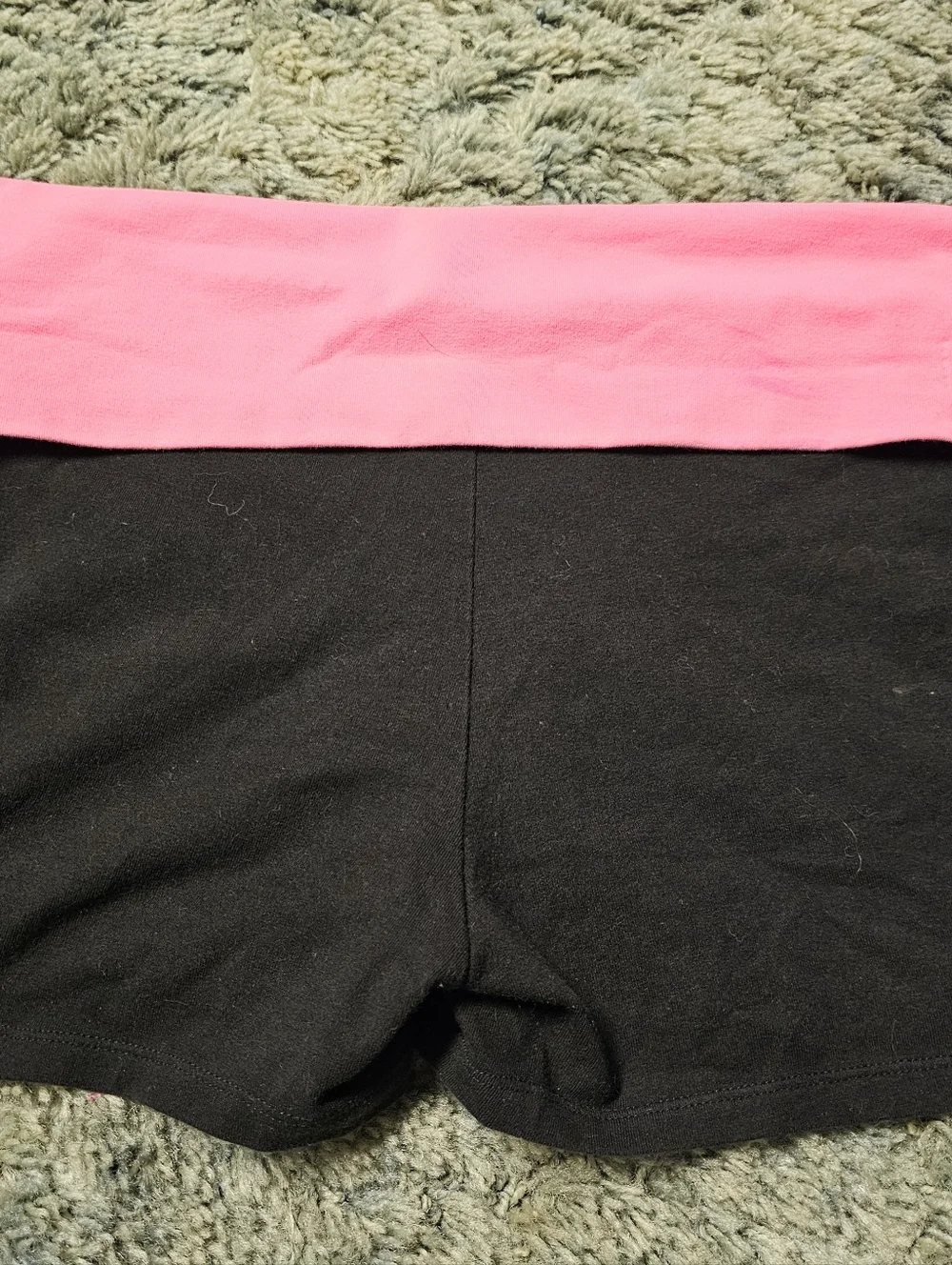PINK Victoria's Secret Black Yoga Shorts with Pink Fold-Over Waistband - Picture 3 of 3